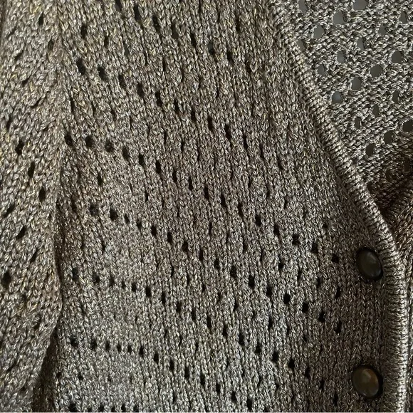 Chico’s Florence Caridigan Sweater Vanity Size 1 Gold Woven Mature Office Wear - Picture 6 of 8